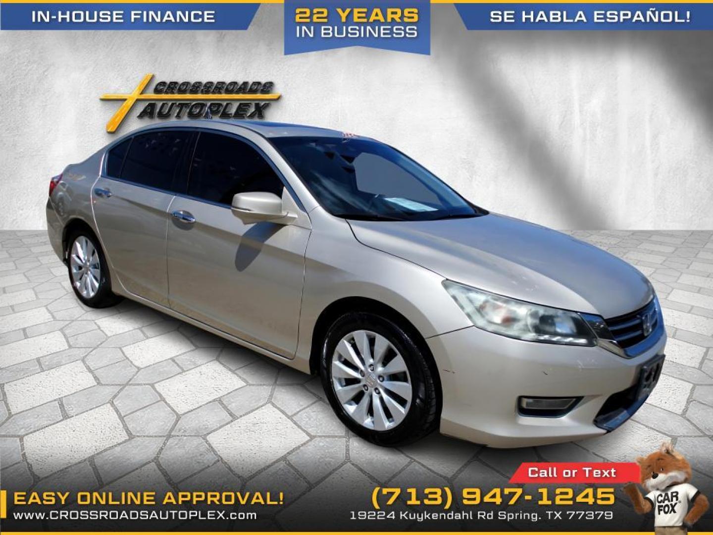 2013 TAN /BEIGE HONDA ACCORD EX-L V6 Sedan AT (1HGCR3F89DA) with an 3.5L V6 SOHC 24V engine, 6-SPEED AUTOMATIC transmission, located at 19224 Kuykendahl Rd, Spring, TX, 77379, (713) 947-1245, 30.049259, -95.491402 - Photo#5