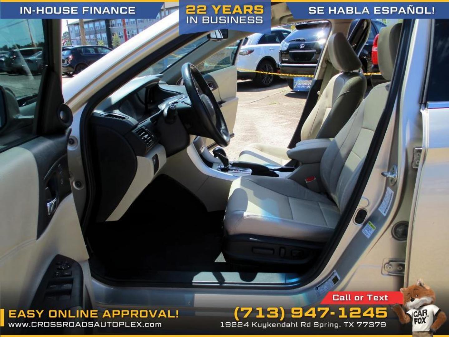 2013 TAN /BEIGE HONDA ACCORD EX-L V6 Sedan AT (1HGCR3F89DA) with an 3.5L V6 SOHC 24V engine, 6-SPEED AUTOMATIC transmission, located at 19224 Kuykendahl Rd, Spring, TX, 77379, (713) 947-1245, 30.049259, -95.491402 - Photo#7