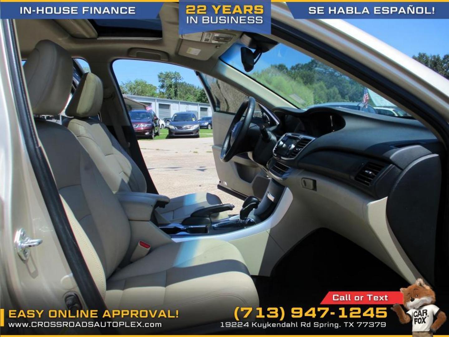 2013 TAN /BEIGE HONDA ACCORD EX-L V6 Sedan AT (1HGCR3F89DA) with an 3.5L V6 SOHC 24V engine, 6-SPEED AUTOMATIC transmission, located at 19224 Kuykendahl Rd, Spring, TX, 77379, (713) 947-1245, 30.049259, -95.491402 - Photo#11