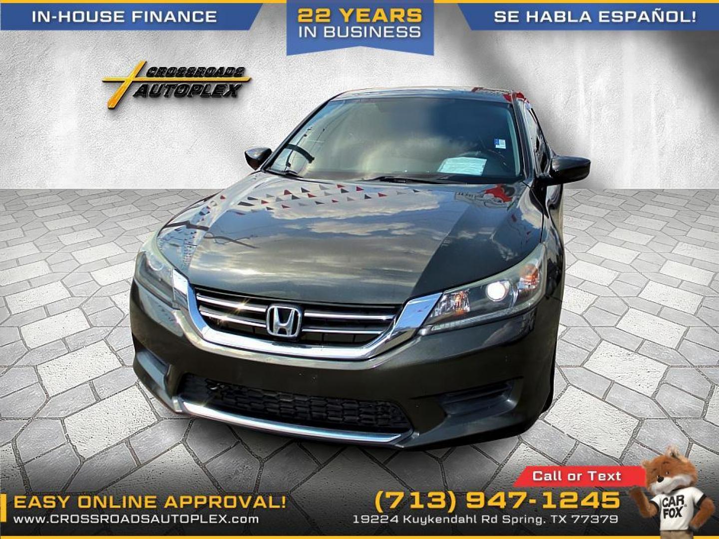 2014 SILVER /GRAY HONDA ACCORD LX Sedan CVT (1HGCR2F37EA) with an 2.4L L4 DOHC 16V engine, CVT transmission, located at 19224 Kuykendahl Rd, Spring, TX, 77379, (713) 947-1245, 30.049259, -95.491402 - Photo#1