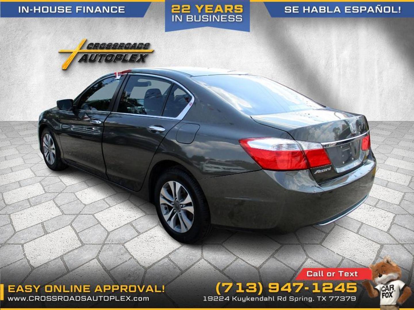 2014 SILVER /GRAY HONDA ACCORD LX Sedan CVT (1HGCR2F37EA) with an 2.4L L4 DOHC 16V engine, CVT transmission, located at 19224 Kuykendahl Rd, Spring, TX, 77379, (713) 947-1245, 30.049259, -95.491402 - Photo#2