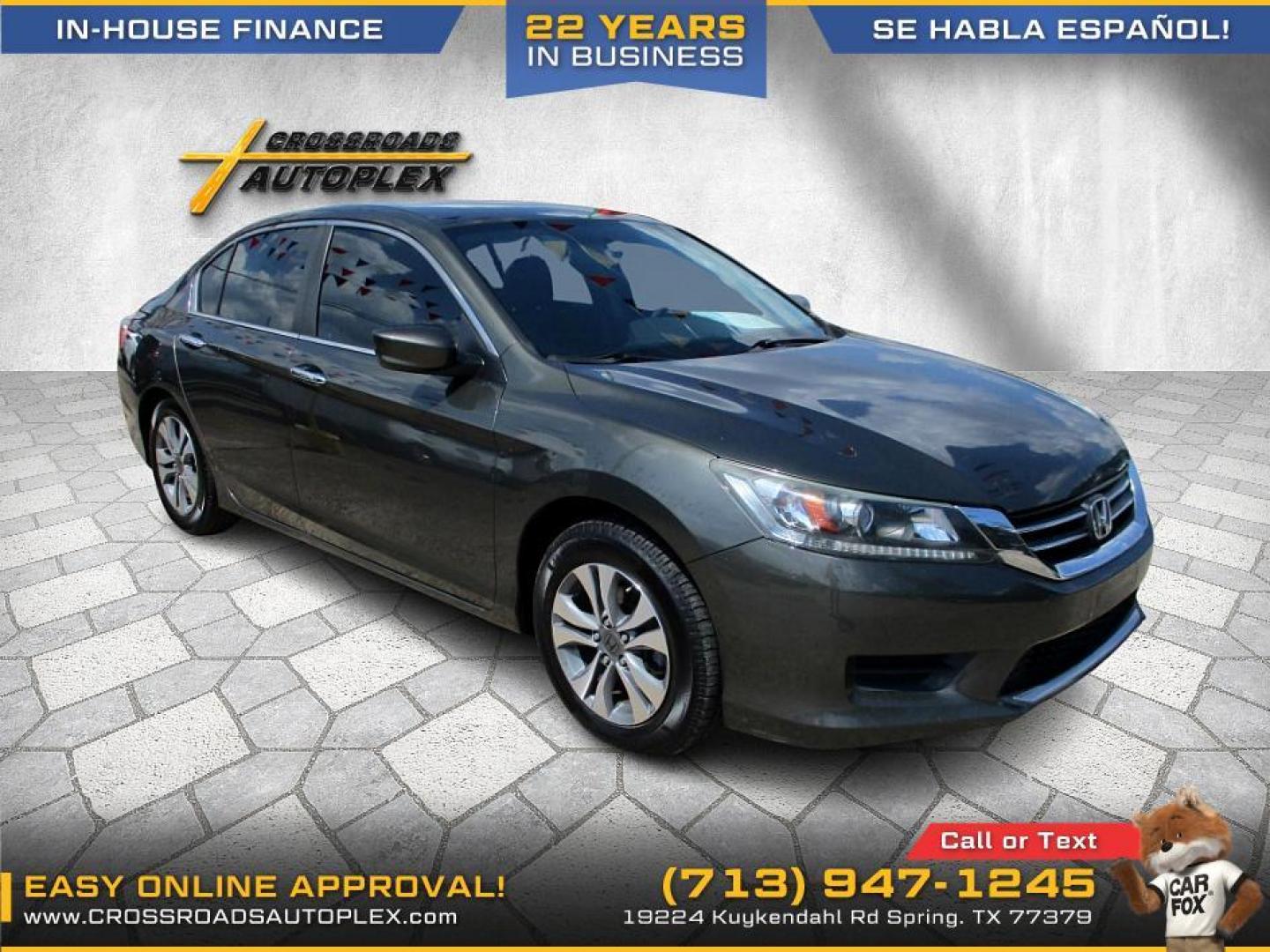 2014 SILVER /GRAY HONDA ACCORD LX Sedan CVT (1HGCR2F37EA) with an 2.4L L4 DOHC 16V engine, CVT transmission, located at 19224 Kuykendahl Rd, Spring, TX, 77379, (713) 947-1245, 30.049259, -95.491402 - Photo#6