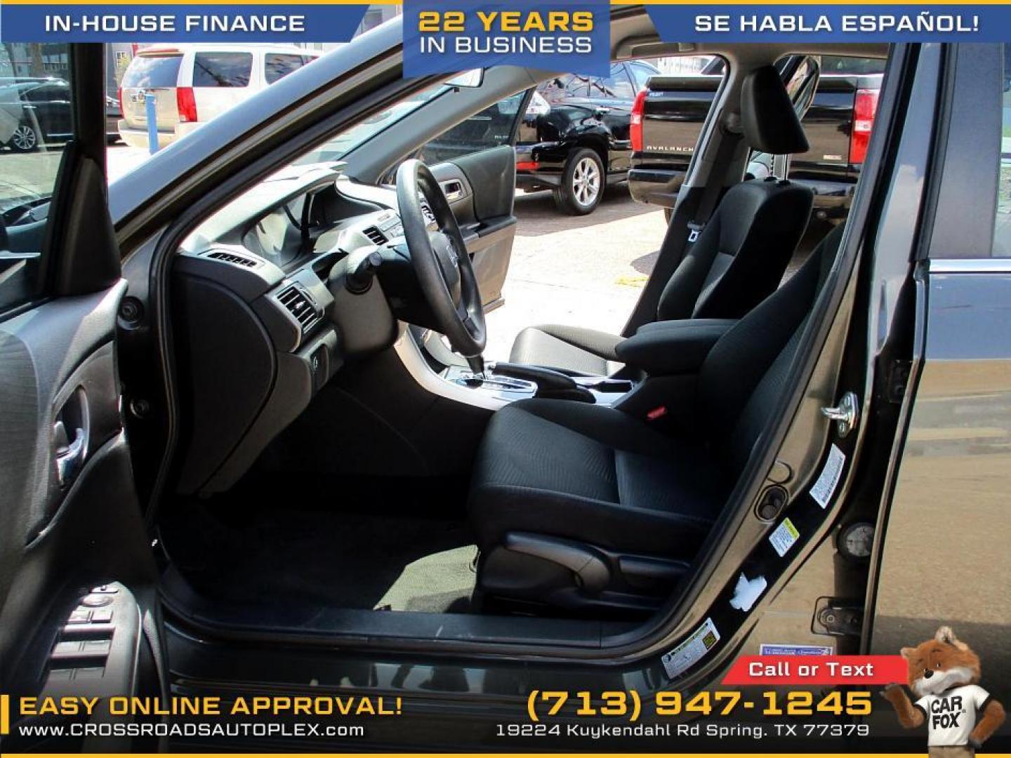 2014 SILVER /GRAY HONDA ACCORD LX Sedan CVT (1HGCR2F37EA) with an 2.4L L4 DOHC 16V engine, CVT transmission, located at 19224 Kuykendahl Rd, Spring, TX, 77379, (713) 947-1245, 30.049259, -95.491402 - Photo#8
