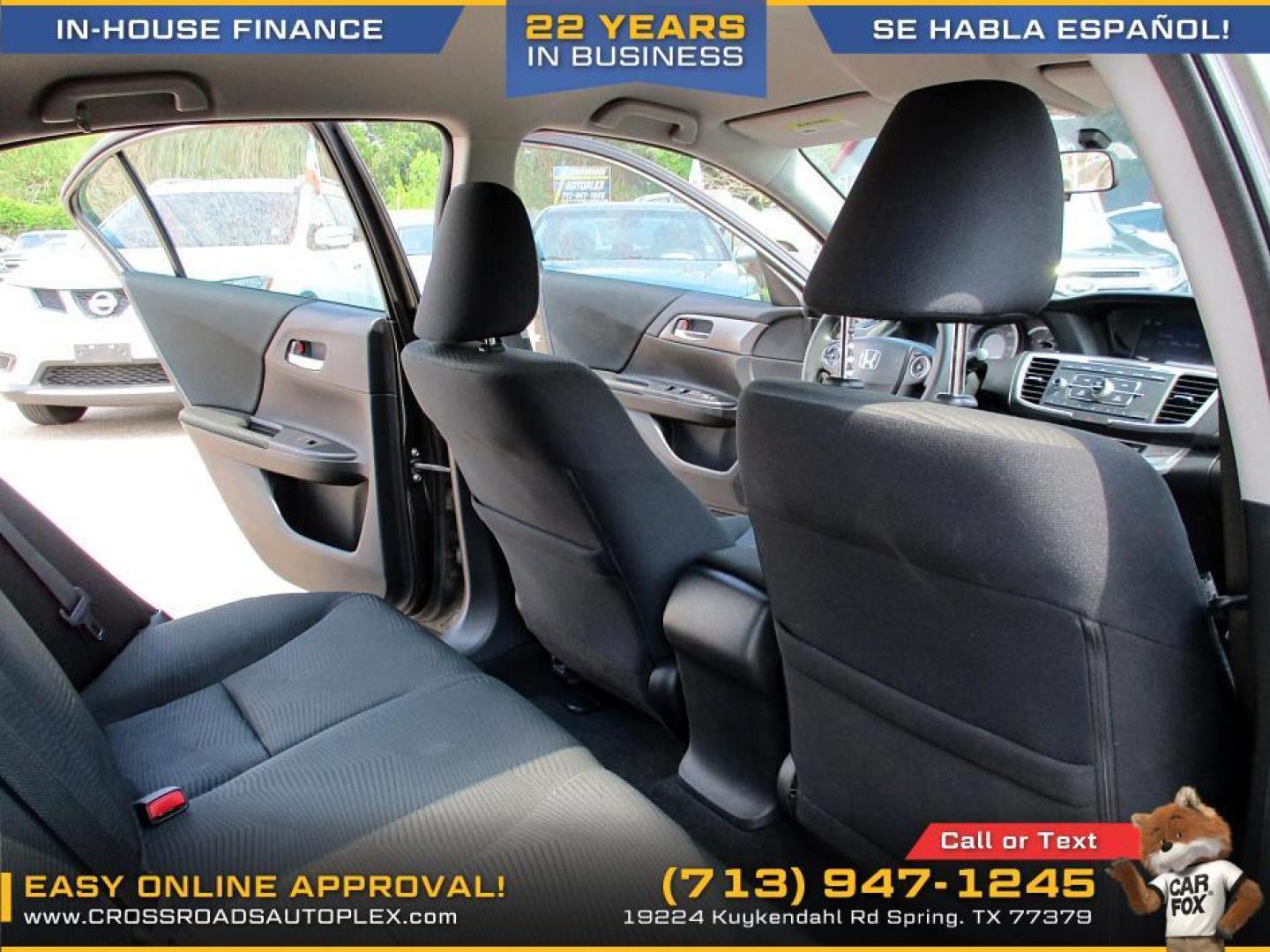 2014 SILVER /GRAY HONDA ACCORD LX Sedan CVT (1HGCR2F37EA) with an 2.4L L4 DOHC 16V engine, CVT transmission, located at 19224 Kuykendahl Rd, Spring, TX, 77379, (713) 947-1245, 30.049259, -95.491402 - Photo#10