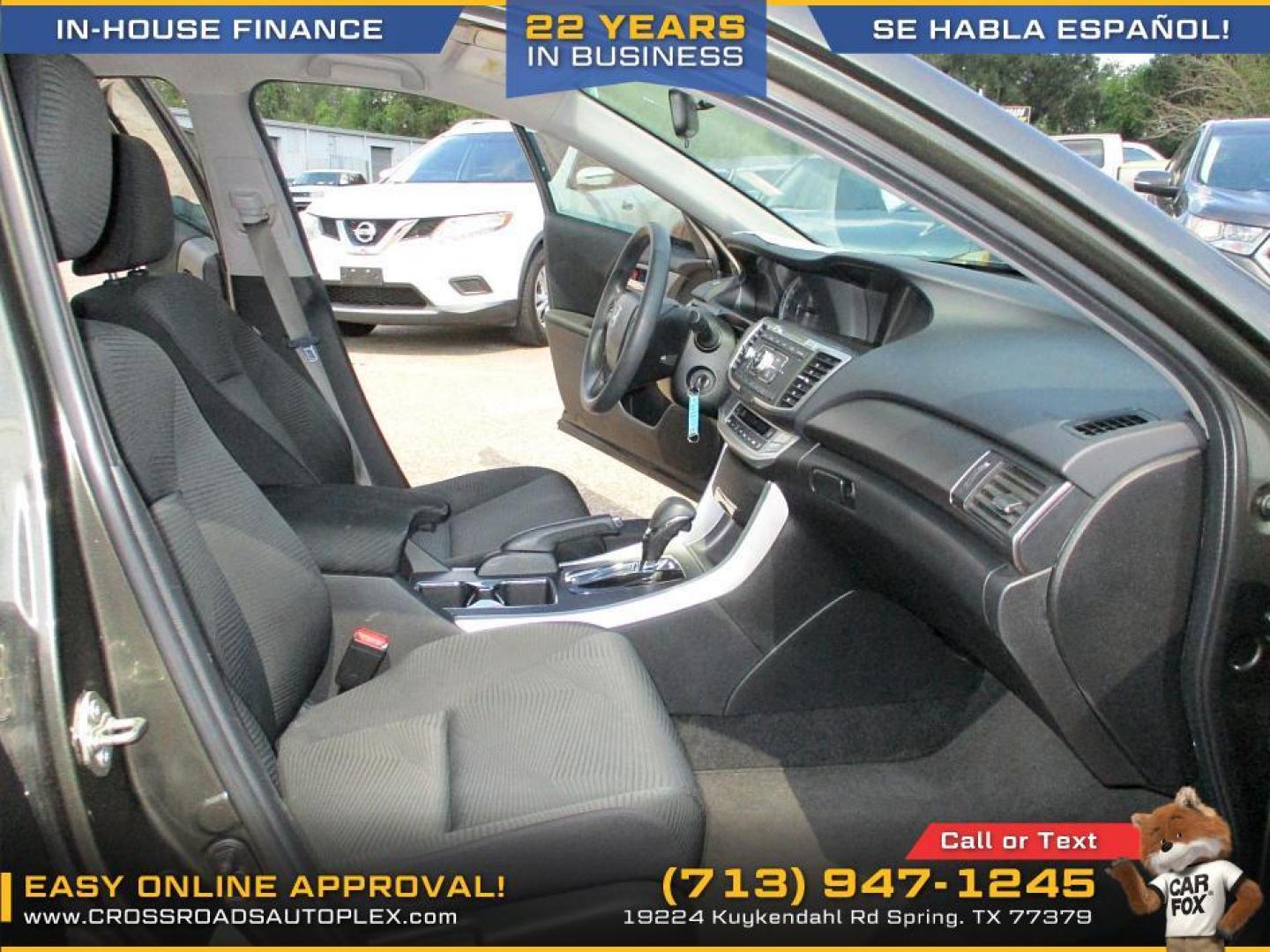 2014 SILVER /GRAY HONDA ACCORD LX Sedan CVT (1HGCR2F37EA) with an 2.4L L4 DOHC 16V engine, CVT transmission, located at 19224 Kuykendahl Rd, Spring, TX, 77379, (713) 947-1245, 30.049259, -95.491402 - Photo#13