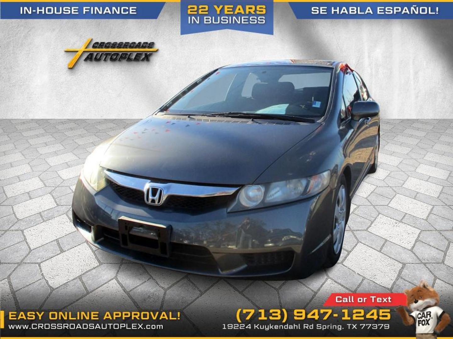 2009 SILVER /GRAY HONDA CIVIC LX Sedan 5-Speed AT (19XFA165X9E) with an 1.8L L4 SOHC 16V engine, 5-SPEED AUTOMATIC transmission, located at 19224 Kuykendahl Rd, Spring, TX, 77379, (713) 947-1245, 30.049259, -95.491402 - Photo#0