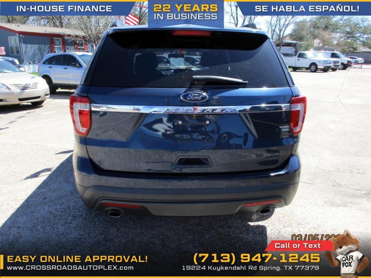 2017 BLUE /TAN FORD EXPLORER Base FWD (1FM5K7B87HG) with an 3.5L V6 DOHC 24V engine, 6-SPEED AUTOMATIC transmission, located at 19224 Kuykendahl Rd, Spring, TX, 77379, (713) 947-1245, 30.049259, -95.491402 - Photo#1
