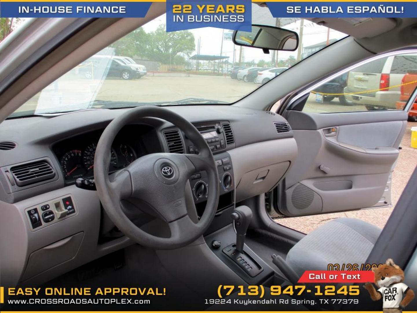 2007 SILVER /GRAY TOYOTA COROLLA CE (1NXBR32E17Z) with an 1.8L L4 DOHC 16V engine, 4-SPEED AUTOMATIC OR 5-SPEED MANUAL transmission, located at 19224 Kuykendahl Rd, Spring, TX, 77379, (713) 947-1245, 30.049259, -95.491402 - Photo#3