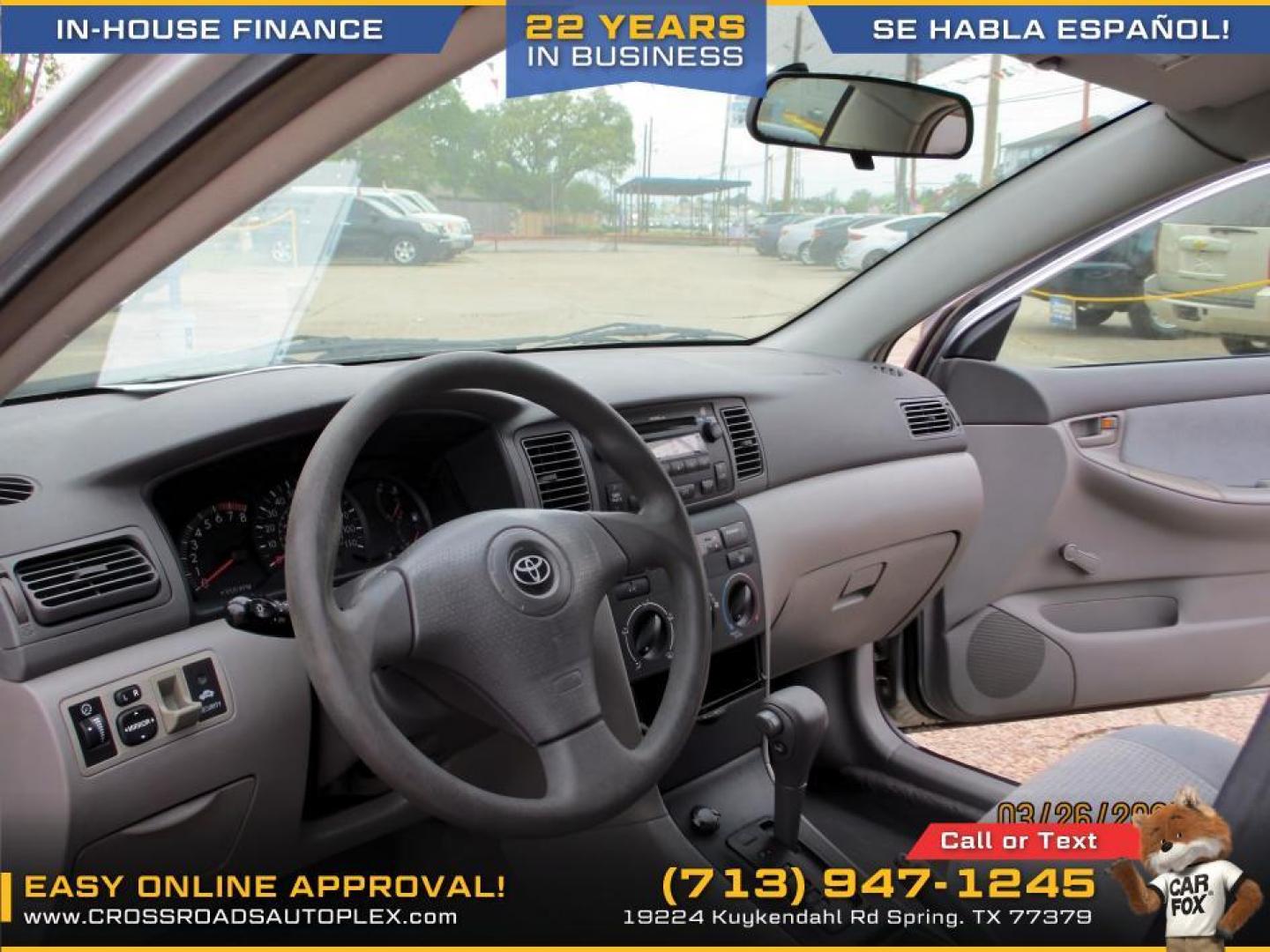 2007 SILVER /GRAY TOYOTA COROLLA CE (1NXBR32E17Z) with an 1.8L L4 DOHC 16V engine, 4-SPEED AUTOMATIC OR 5-SPEED MANUAL transmission, located at 19224 Kuykendahl Rd, Spring, TX, 77379, (713) 947-1245, 30.049259, -95.491402 - Photo#6