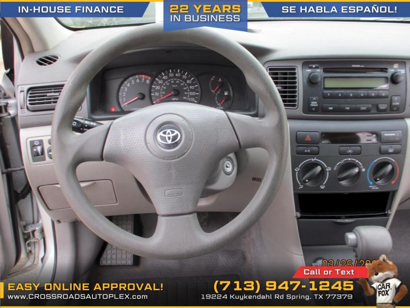 2007 SILVER /GRAY TOYOTA COROLLA CE (1NXBR32E17Z) with an 1.8L L4 DOHC 16V engine, 4-SPEED AUTOMATIC OR 5-SPEED MANUAL transmission, located at 19224 Kuykendahl Rd, Spring, TX, 77379, (713) 947-1245, 30.049259, -95.491402 - Photo#10