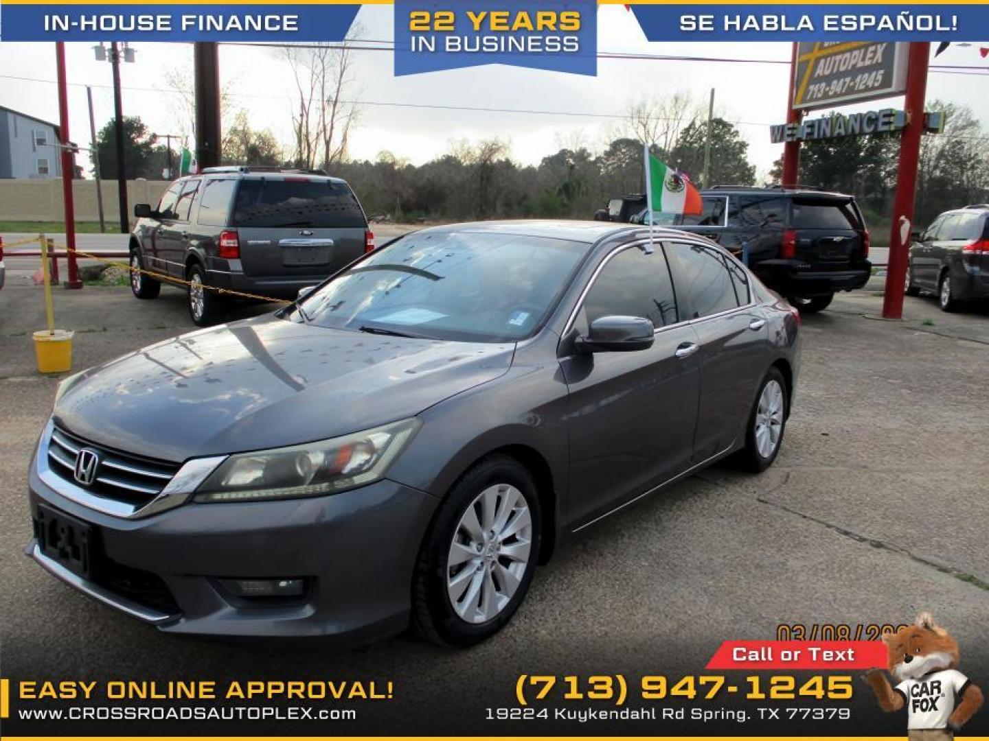 2014 SILVER /GRAY HONDA ACCORD EX-L Sedan CVT (1HGCR2F83EA) with an 2.4L L4 DOHC 16V engine, CVT transmission, located at 19224 Kuykendahl Rd, Spring, TX, 77379, (713) 947-1245, 30.049259, -95.491402 - Photo#1