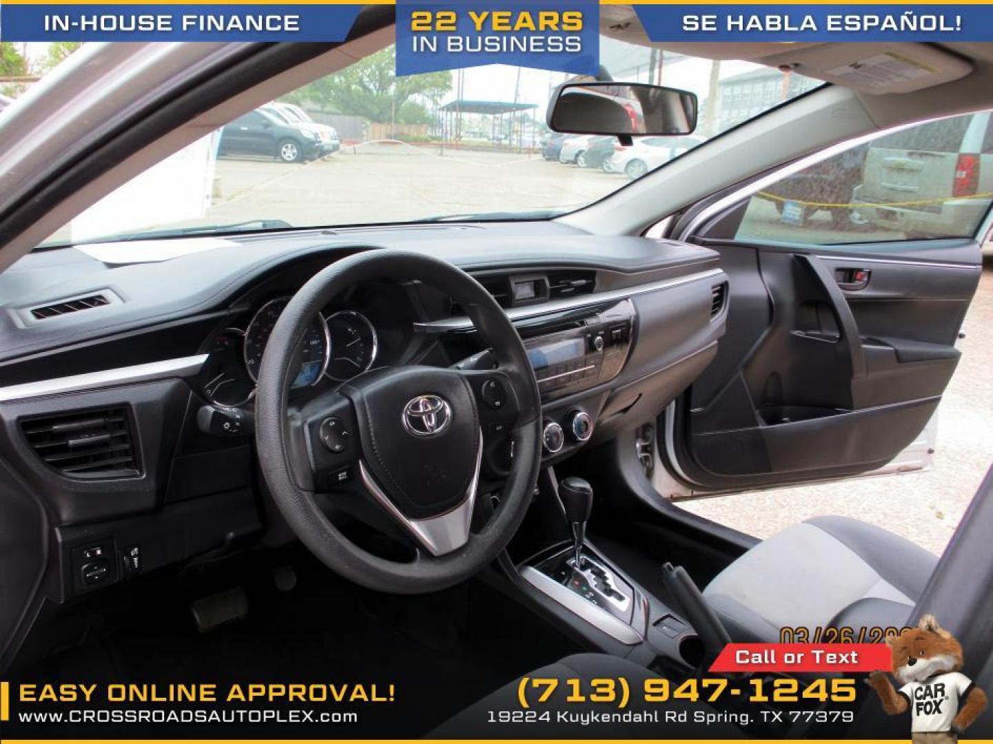 2015 SILVER /GRAY TOYOTA COROLLA L 4-Speed AT (5YFBURHE2FP) with an 1.8L L4 DOHC 16V engine, 4-SPEED AUTOMATIC transmission, located at 19224 Kuykendahl Rd, Spring, TX, 77379, (713) 947-1245, 30.049259, -95.491402 - Photo#7