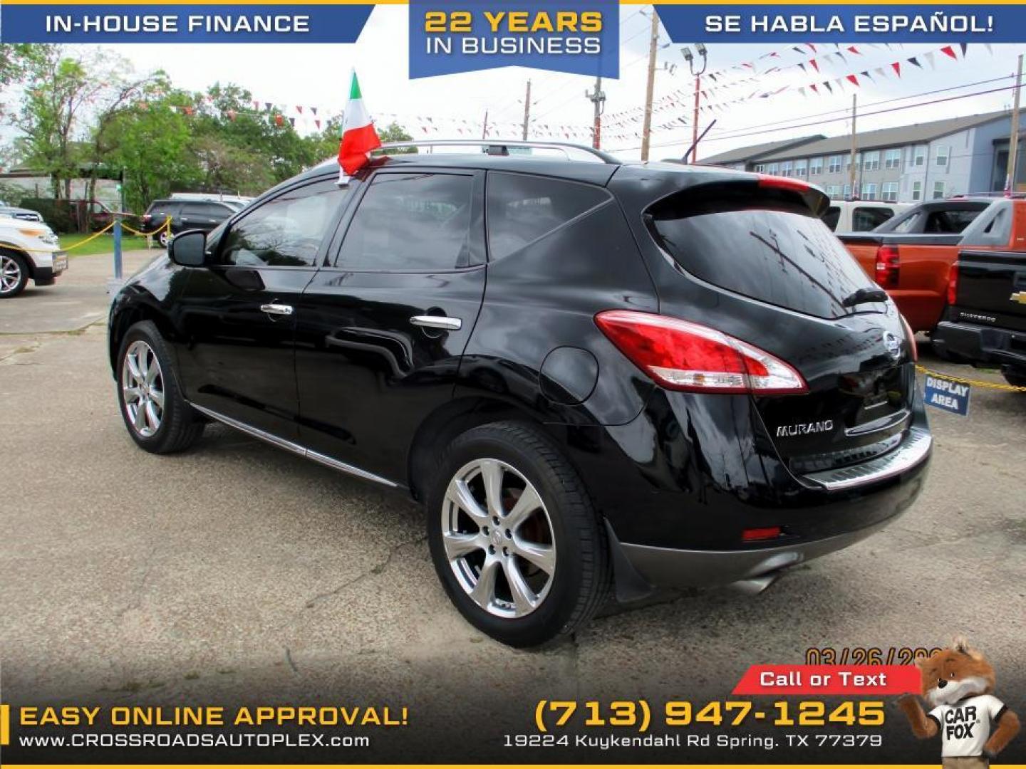 2014 BLACK /BLACK NISSAN MURANO S (JN8AZ1MU1EW) with an 3.5L V6 DOHC 24V engine, CVT transmission, located at 19224 Kuykendahl Rd, Spring, TX, 77379, (713) 947-1245, 30.049259, -95.491402 - Photo#2
