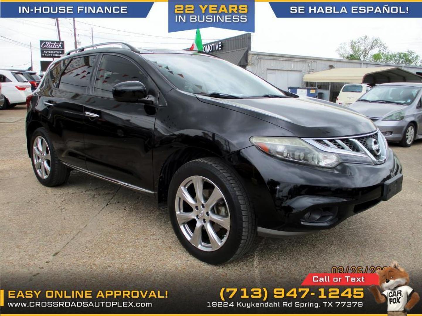 2014 BLACK /BLACK NISSAN MURANO S (JN8AZ1MU1EW) with an 3.5L V6 DOHC 24V engine, CVT transmission, located at 19224 Kuykendahl Rd, Spring, TX, 77379, (713) 947-1245, 30.049259, -95.491402 - Photo#4