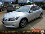 2011 SILVER /GRAY HONDA ACCORD EX-L V-6 Sedan AT (1HGCP3F88BA) with an 3.5L V6 SOHC 24V engine, 5-SPEED AUTOMATIC transmission, located at 19224 Kuykendahl Rd, Spring, TX, 77379, (713) 947-1245, 30.049259, -95.491402 - Photo#1