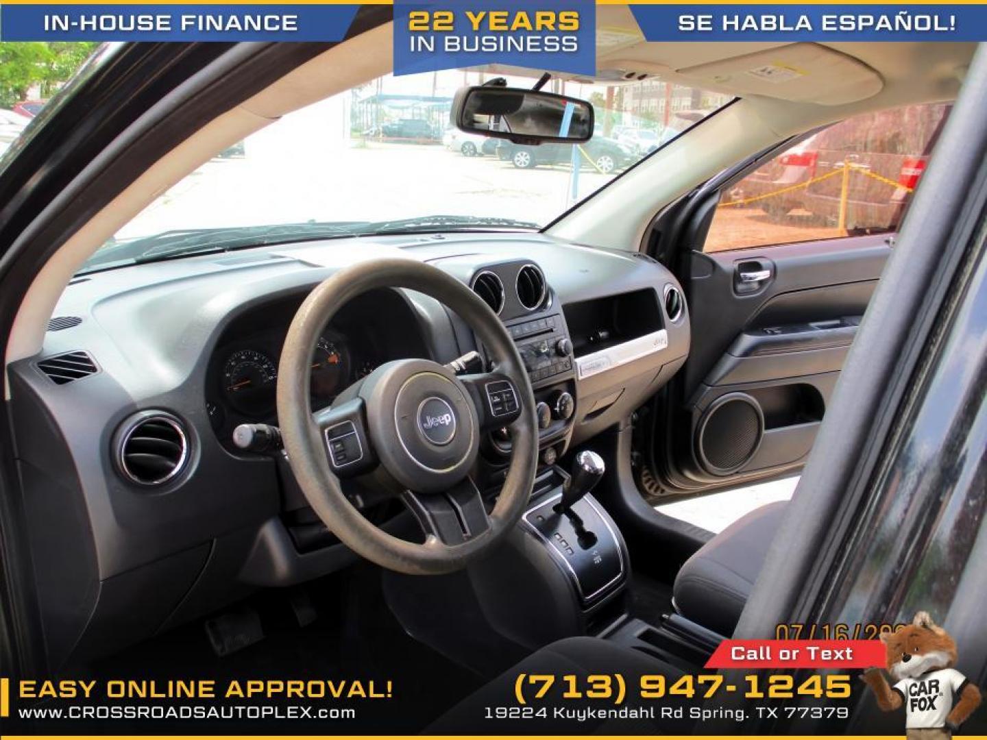 2016 BLACK /GRAY JEEP COMPASS Sport FWD (1C4NJCBA0GD) with an 2.0L L4 DOHC 16V engine, CVT OR 5-SPEED MANUAL transmission, located at 19224 Kuykendahl Rd, Spring, TX, 77379, (713) 947-1245, 30.049259, -95.491402 - Photo#6