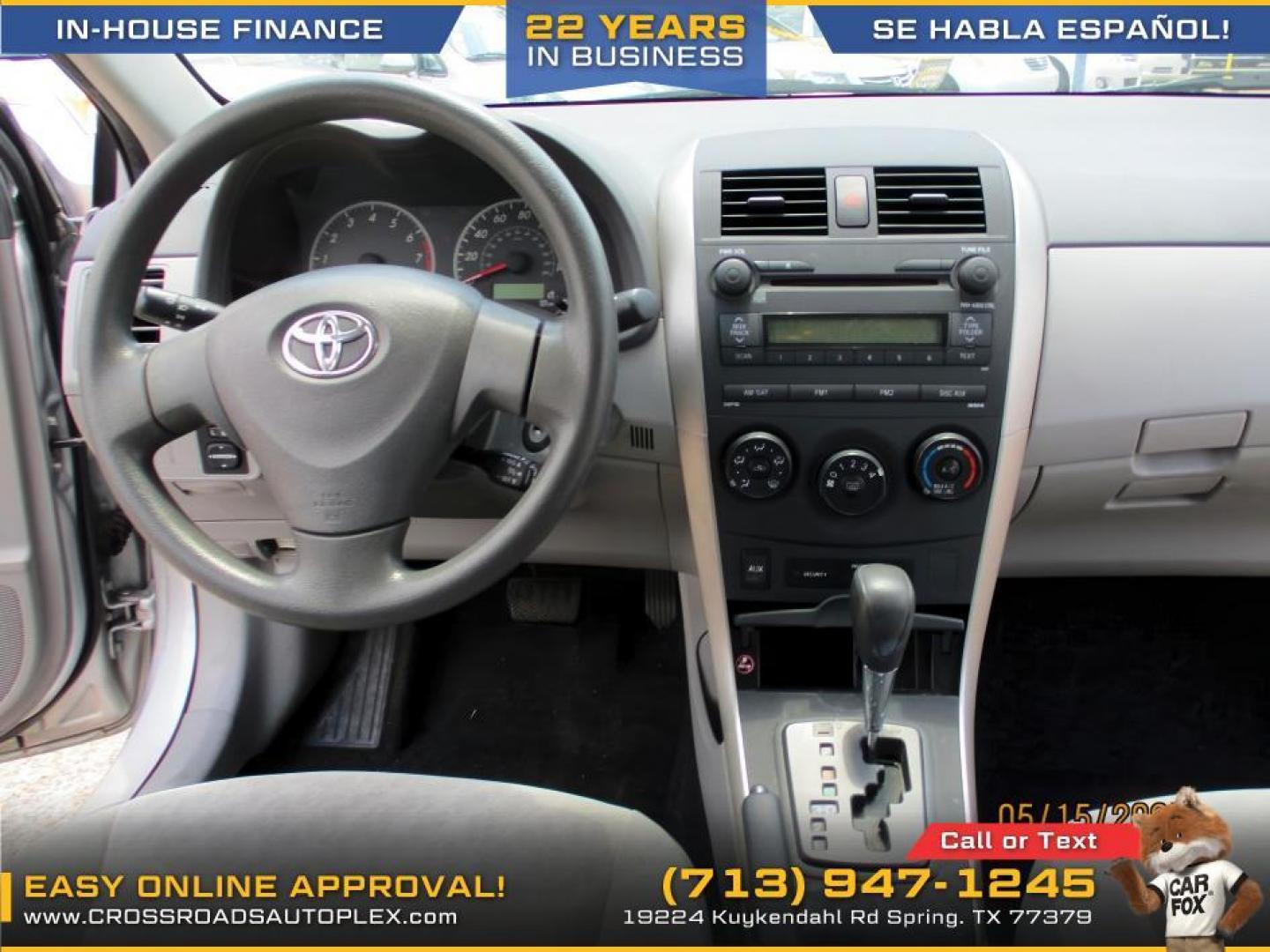 2009 SILVER /GRAY TOYOTA COROLLA Base 4-Speed AT (JTDBL40E099) with an 1.8L L4 DOHC 16V engine, 4-SPEED AUTOMATIC transmission, located at 19224 Kuykendahl Rd, Spring, TX, 77379, (713) 947-1245, 30.049259, -95.491402 - Photo#12