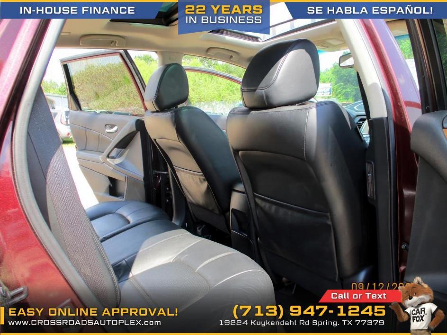 2013 MAROON /TAN NISSAN MURANO SV (JN8AZ1MU4DW) with an 3.5L V6 DOHC 24V engine, CVT transmission, located at 19224 Kuykendahl Rd, Spring, TX, 77379, (713) 947-1245, 30.049259, -95.491402 - Photo#9