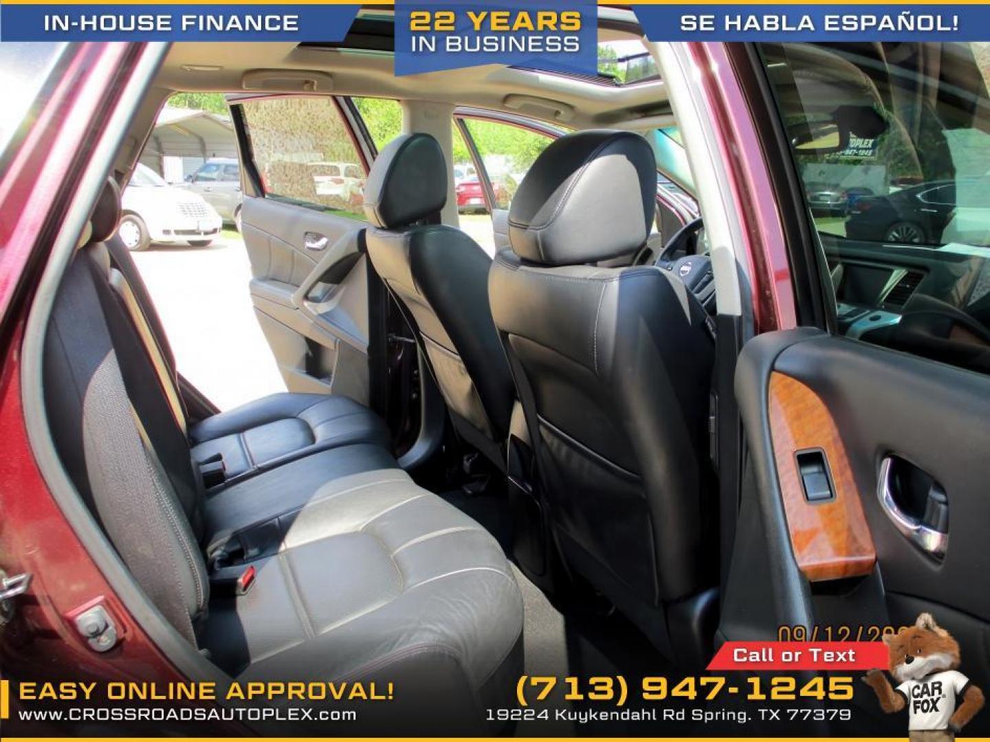 2013 MAROON /TAN NISSAN MURANO SV (JN8AZ1MU4DW) with an 3.5L V6 DOHC 24V engine, CVT transmission, located at 19224 Kuykendahl Rd, Spring, TX, 77379, (713) 947-1245, 30.049259, -95.491402 - Photo#10