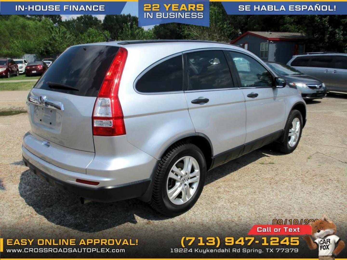 2010 SILVER /GRAY HONDA CR-V EX 2WD 5-Speed AT (3CZRE3H53AG) with an 2.4L L4 DOHC 16V engine, 5-SPEED AUTOMATIC transmission, located at 19224 Kuykendahl Rd, Spring, TX, 77379, (713) 947-1245, 30.049259, -95.491402 - Photo#3