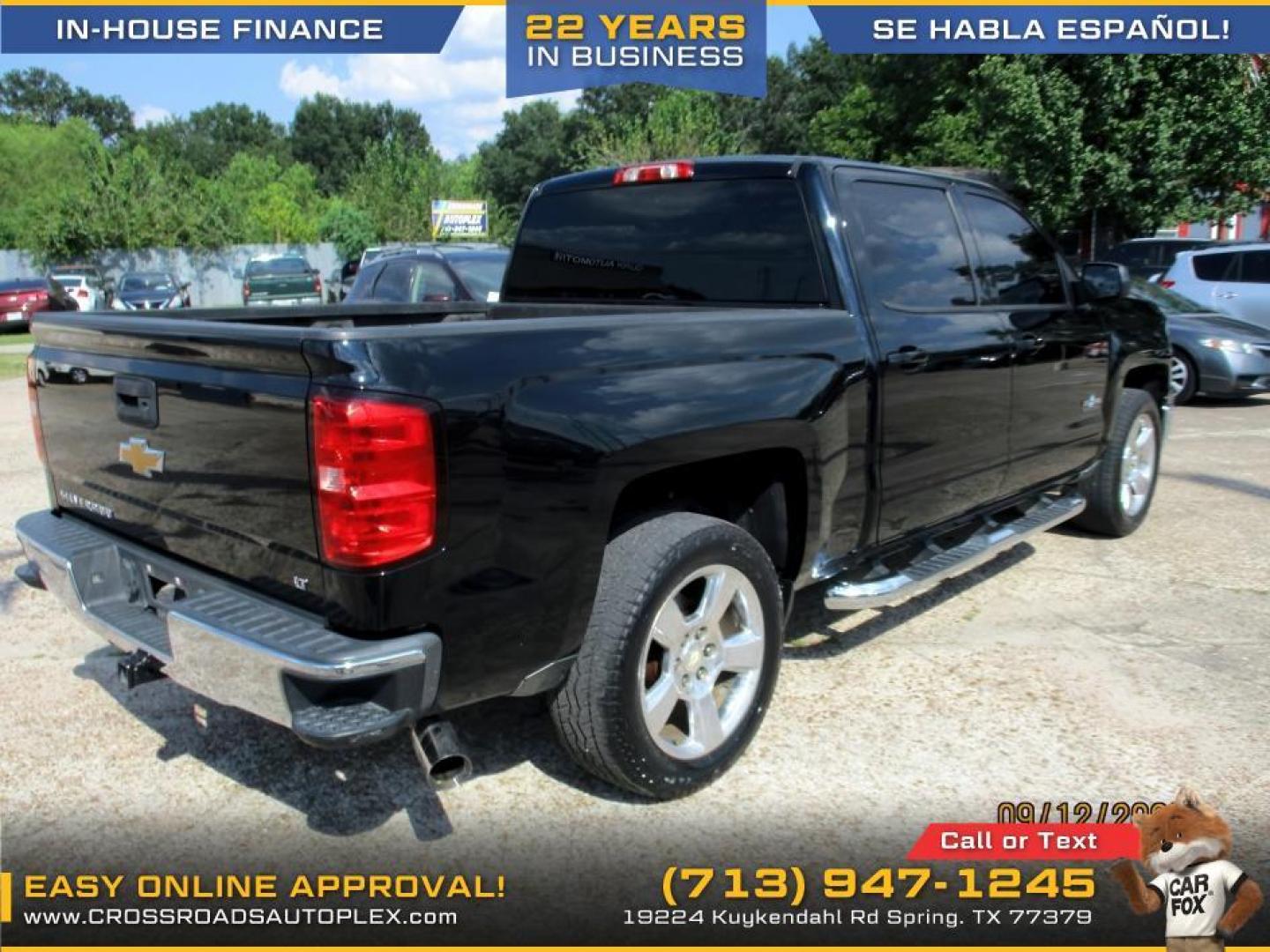 2015 BLACK /BLACK CHEVROLET SILVERADO 1500 LT Crew Cab 2WD (3GCPCREHXFG) with an 4.3L V6 OHV 12V engine, 6-SPEED AUTOMATIC transmission, located at 19224 Kuykendahl Rd, Spring, TX, 77379, (713) 947-1245, 30.049259, -95.491402 - Photo#4